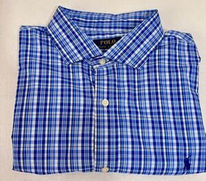 Polo Ralph Lauren Classic Fit Performance Blue Plaid Button Up Shirt Mens XXL